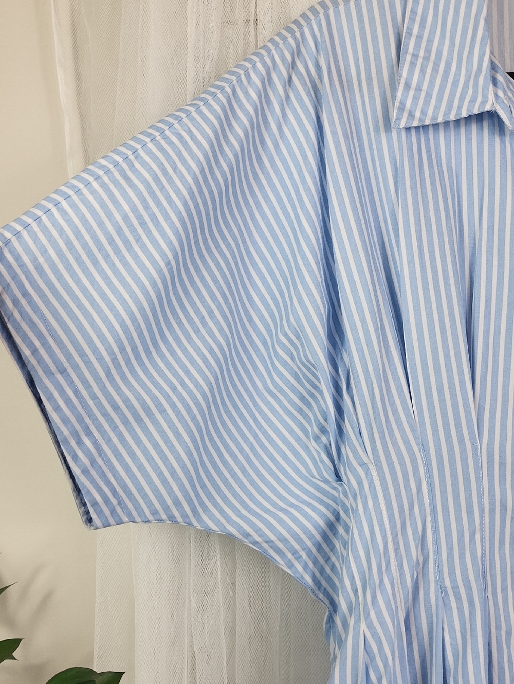Meadow Rhodes Light Blue Striped Button-Front Dress 100% cotton. Size XL - Picture 5 of 9
